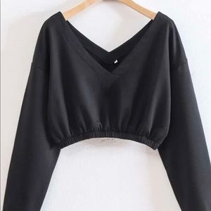 Crop off shoulder sweatshirt